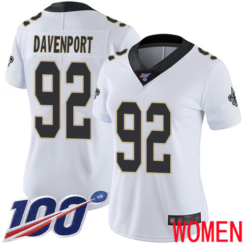 New Orleans Saints Limited White Women Marcus Davenport Road Jersey NFL Football #92 100th Season Vapor Untouchable Jersey->youth nfl jersey->Youth Jersey